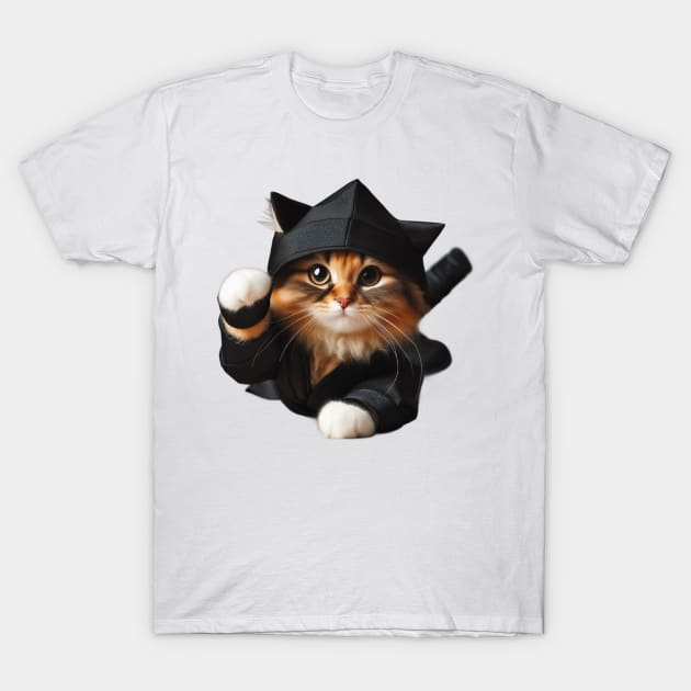 Purrfectly Stealthy Ninja Cat T-Shirt by Divineshopy